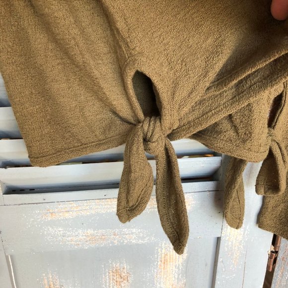 Madewell Texture & Thread Modern Side Tie Top Weathered Olive Sz S NWT - Picture 9 of 13